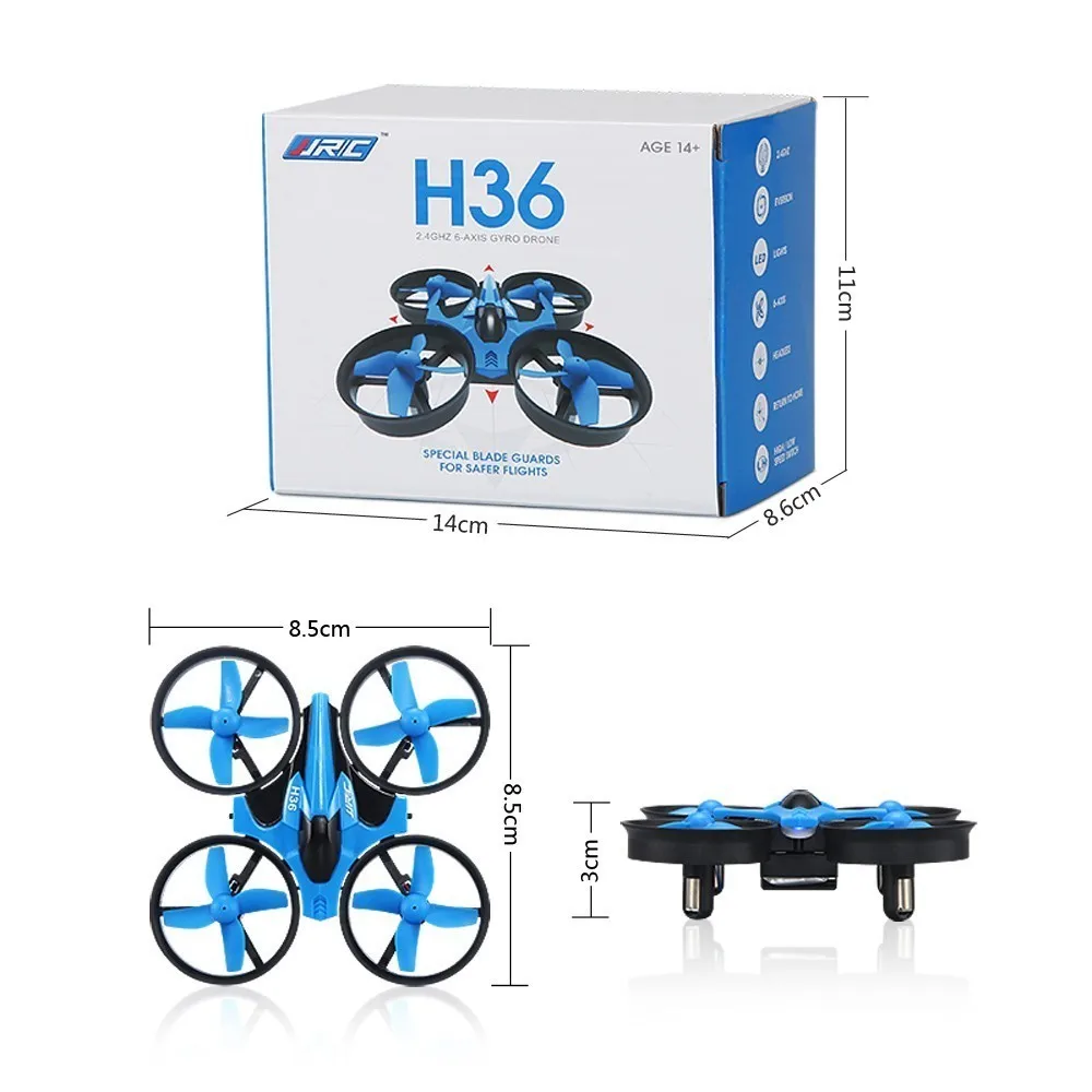 RC Helicopter JJRC H36 Mini Drone 2.4GHz 6-Axis Gyro Headless Mode One Key Return RC Quadcopter VS JJRC H8 Mini H20 Dron