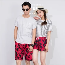2 шт./компл. Пляжные шорты для пары для плавания и серфинга шорты анти-ух шорты Лето; Футболка с принтом; с затягивающими шнурками эластичные шорты с эластичной резинкой на талии