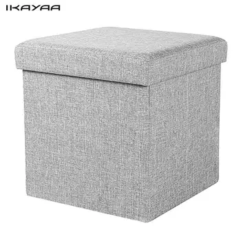 

iKayaa FR Stock Modern Foldable Storage Ottoman Fabric Foot Stool Seat Footrest Folding Storage Box Pouffe