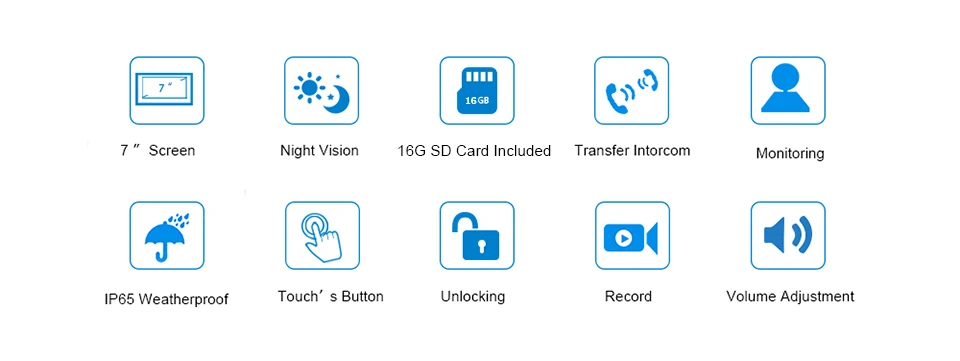 1 монитор + 1 видеоглазок + 16 г SD карты домофоны для частного дома 7 дюймов Сенсорная Кнопка видео Дверные звонки домофон Водонепроницаемый