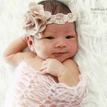 Крючком из мягкой натуральной Натуральная шерсть, мохер одеяла для новорожденных с головной повязкой, полный набор Размеры 60x30 см реквизит для фотографирования новорожденных BABY SHOWER подарок