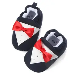 Для маленьких мальчиков обувь мода новорожденных мягкой подошве детская обувь хлопок бабочка-узел для начинающих ходить