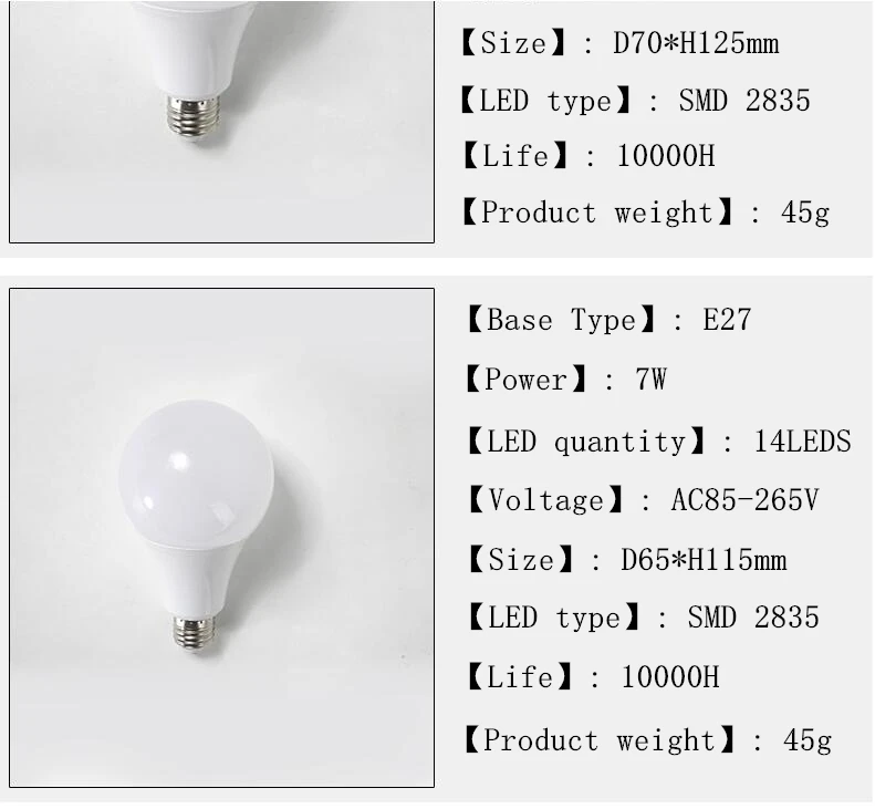 Новая Светодиодная лампа E27 3 Вт 5 Вт 7 Вт 9 Вт 12 Вт 15 Вт E27 SMD2835 светодиодный светильник ac 85-265 в заменить галогенные лампы 15-45 Вт домашний светодиодный светильник