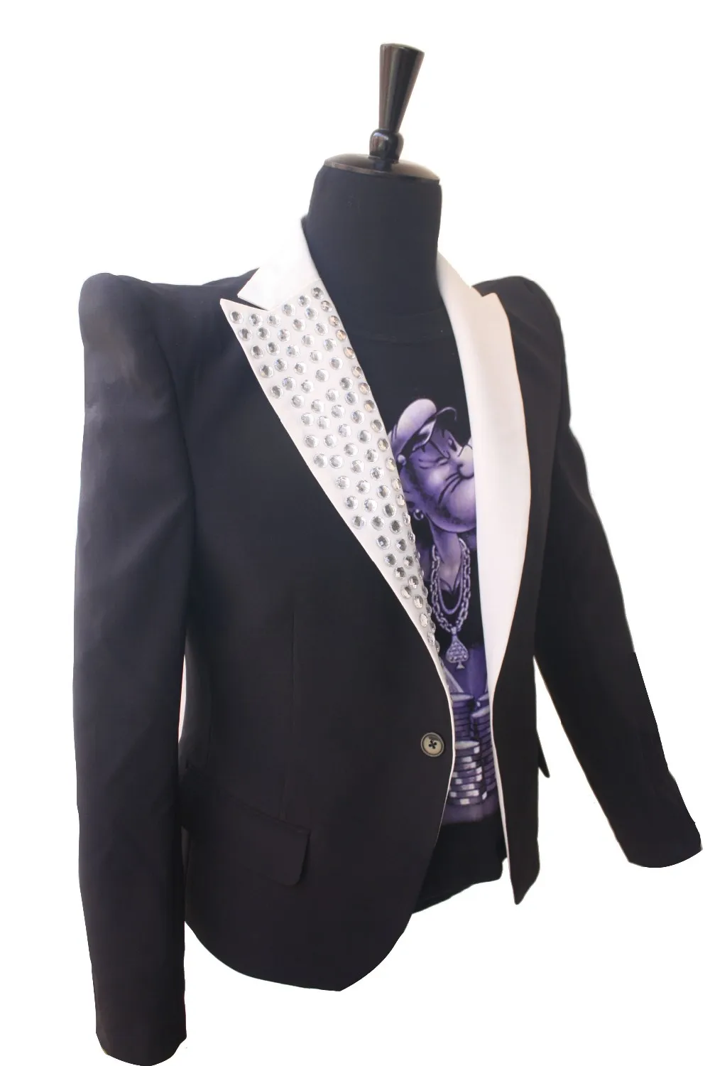 Вечернее платье Классический Англия Стиль MJ Майкл Джексон костюм это куртка неформальный Кристалл Костюм Блейзер для Вентиляторы