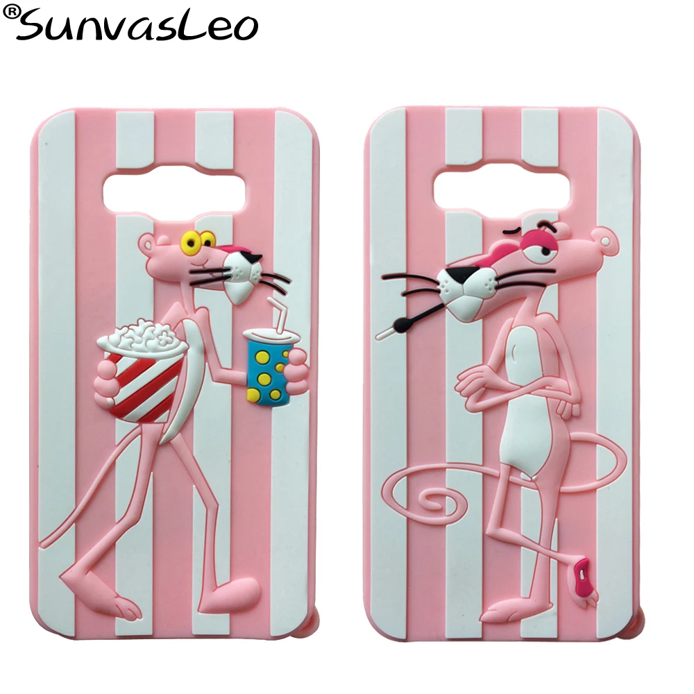 

3D Pink Panther Cartoon Soft Rubber Silicon Phone Cover Case For Samsung J1 J3 J5 J7 mini Grand Prime 2015 2016 2017 K10 2017