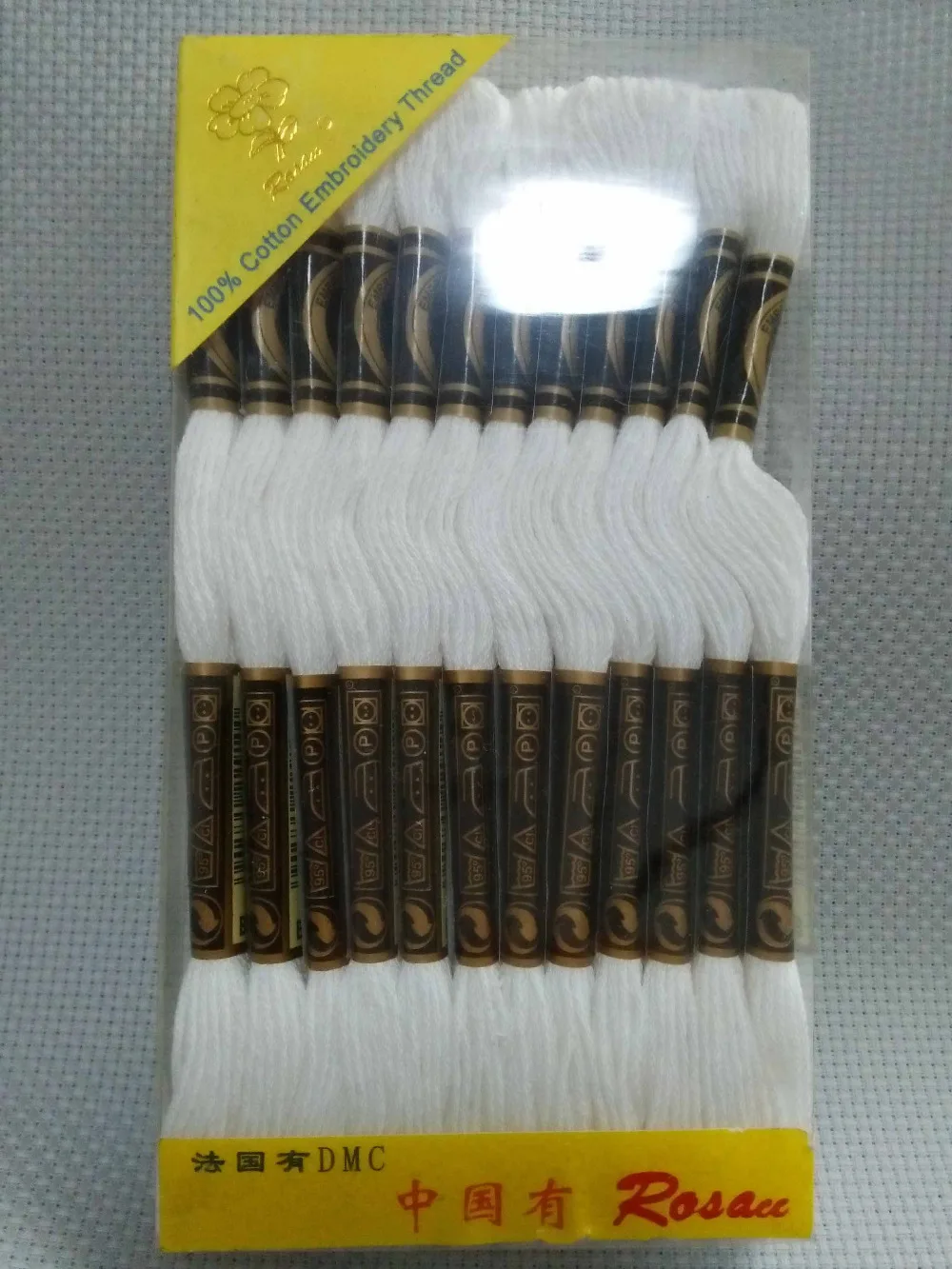 

100% cotton 6 strand embroidery cross stitch thread floss Rosace Blanc white, equal DMC Blanc, 8 meters X 12pcs