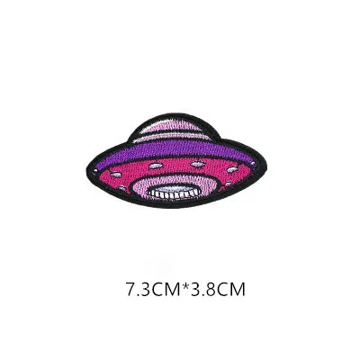 1pcs Space Universe UFO parches Embroidered Iron on Patches for Clothing DIY Motif Stripes Clothes Stickers The aliens Badges - Цвет: AZ01-M