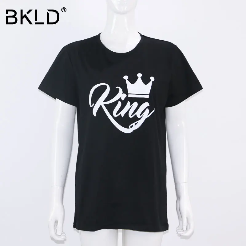 BKLD King Queen Crown Printed Couple T Shirts For Lovers 2018 Casual Matching Couple Clothes Summer Valentine's Tops Tees S-3XL