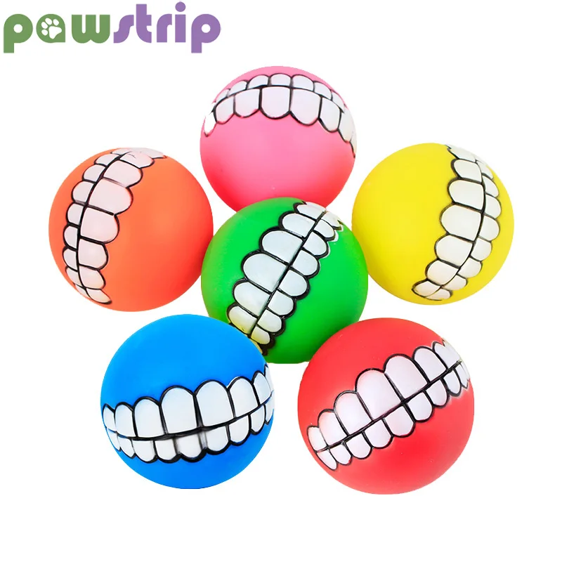 

pawstrip 1pc Diameter 7cm Colorful Ball Dog Toy Soft Rubber Puppy Toys Dog Sound Toy Funny Tooth Dog Chew Toys Pet Supplies