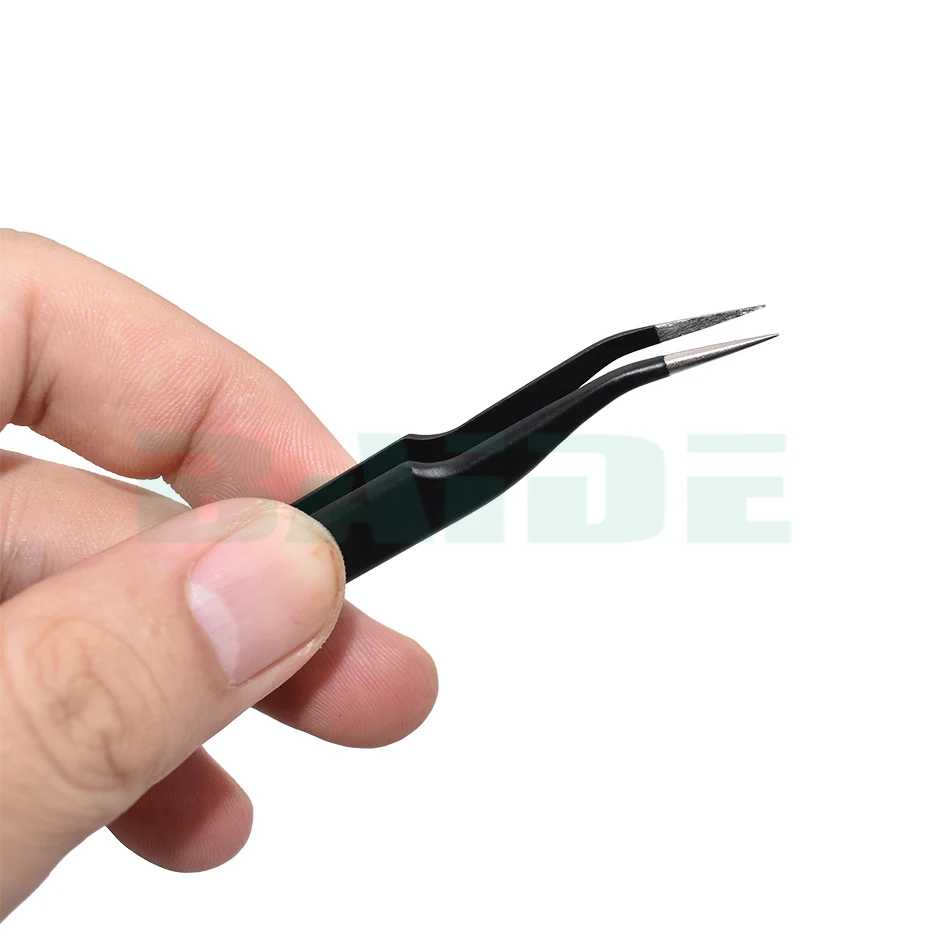 9 in 1 Black Tweezers With Oxford Bag Antistatic Stainless Steel Nipper ESD-10 11 12 13 14 15 16 17 ESD-34A for Phone Repair