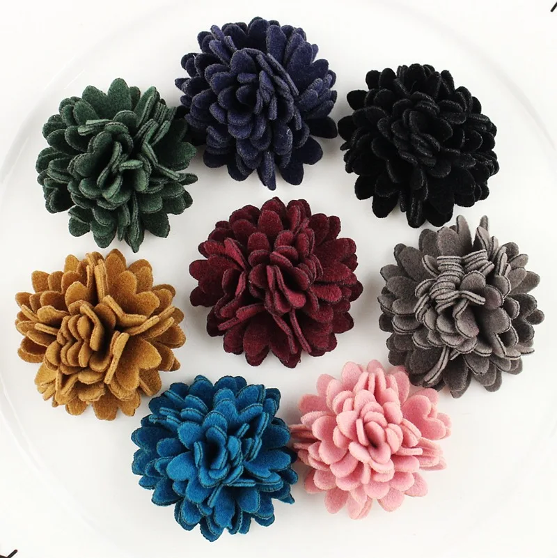 

Handmade Korean Style Fabric Mens Silk Flower Brooches Clip Wholesale Woolen Felt Floral Brooches Bridegroom Suit Brooches