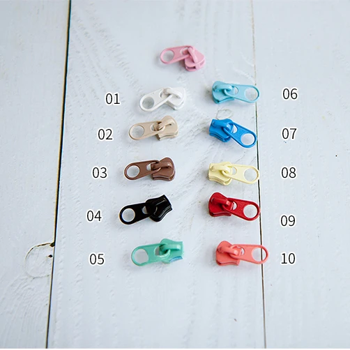 Mix 100pcs 3# Resin zipper pull ring multicolor zipper head for yards Zipper Sliders Bag Garment Sewing Material DIY Accessory