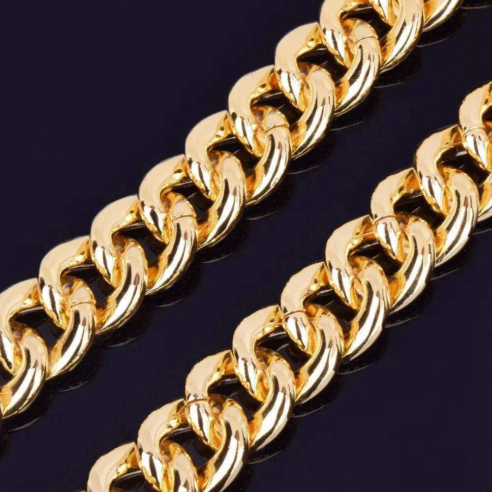 Тяжелая кубинская цепочка с браслетом и ожерельем, комплект из блестящего кубического циркония, золото, серебро, 23 мм, большое колье, мужские ювелирные изделия в стиле хип-хоп рок