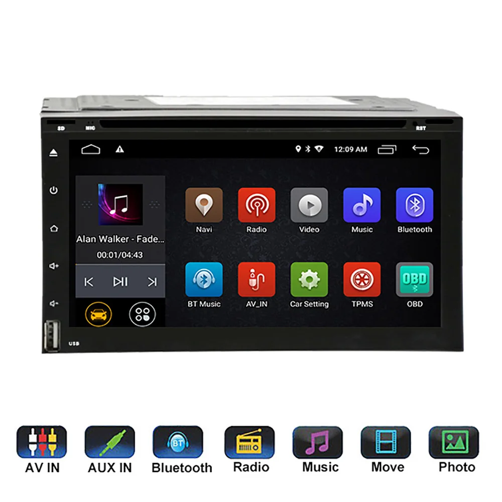 Excellent NEW Universal Car dvd stereo 2Din Android GPS+wifi+bluetooth+FM+AM+RDS radio+Octa Core+1G+16G+Mirror Link+SWC+Touch screen+ddr3 5