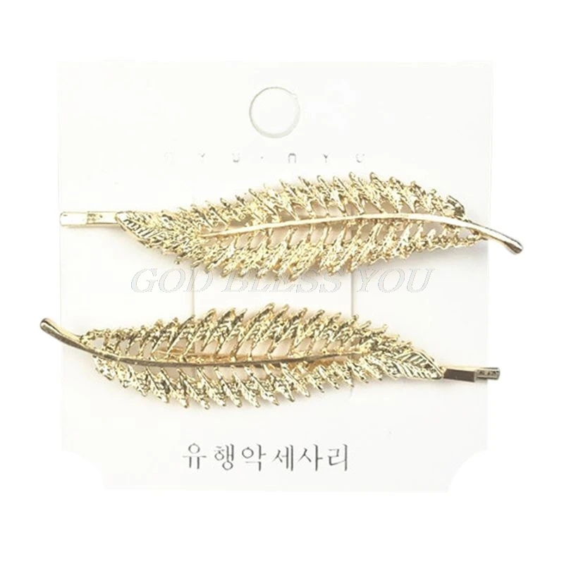 2Pcs/Pair Women Metal Alloy Gold Hair Clips Leaf Star Scissors One Word Hairpins Imitation Pearl Beaded Styling Hair Accessories