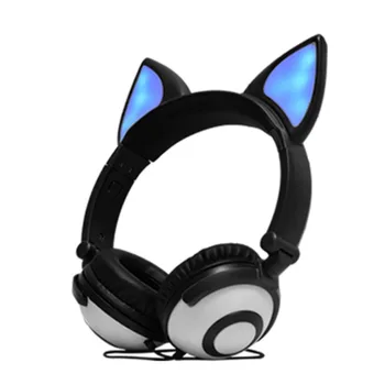 

Cartoon Cute Cat Fox Earphones Glowing Child's Foldable Flashing Glowing Cat Ear Gaming Headset Earphone