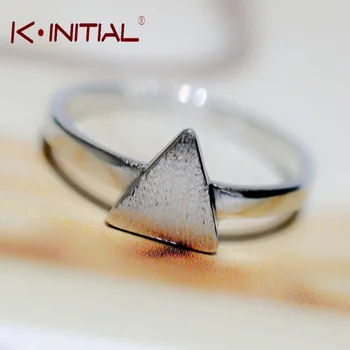 Kinitial 1Pcs Fashion 925 Sterling Silver Cuff Rings Geometric Triangle Rings For Women Trendy Brand Midi Finger Ring Jewelry