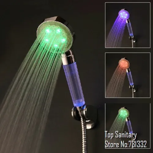 LED shower head Crystal Transparent handle Rain Shower head Super