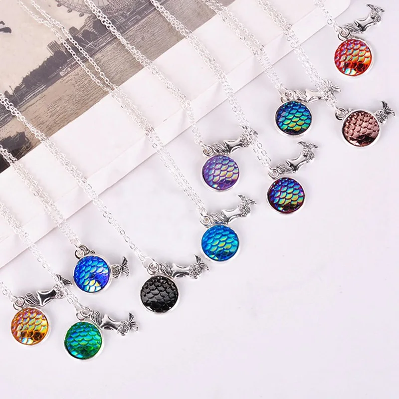 

Romantic Princess Mermaid Fish Scales Pendant Necklace Women Girls Creative Necklace Good Sister Pendant Fashion Female Jewelry