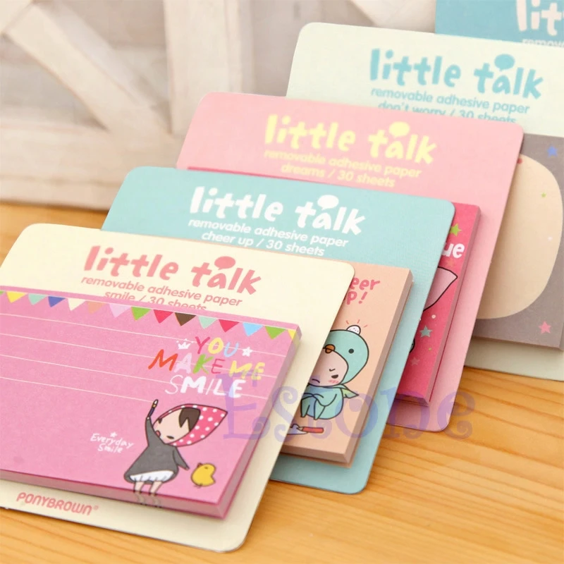 

1Pc New Random Cute Little Talk Girl Sticker Memo Pads Point It Notes 30 Sheets