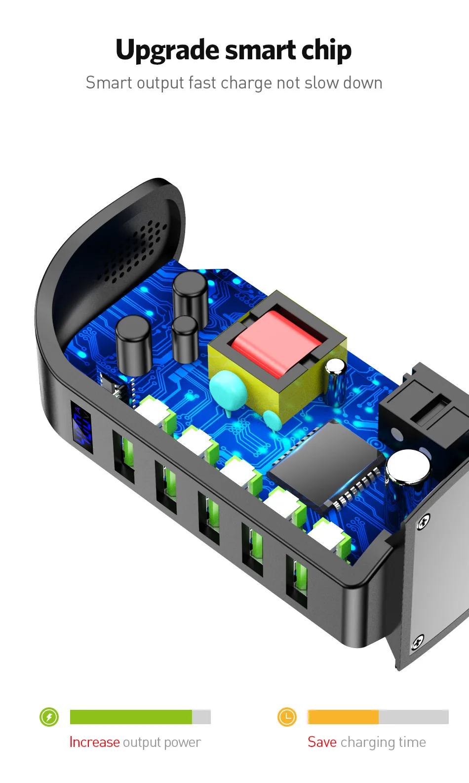 USB Charger HUB LED Display Multi 5 Port USB Charging Station Dock Universal Mobile Phone Charger