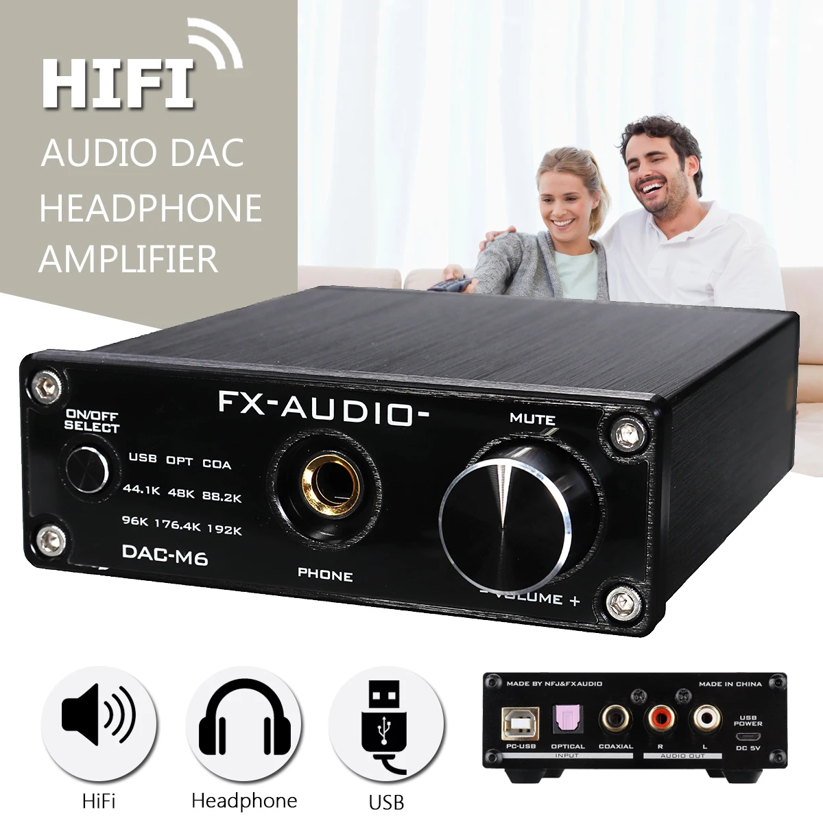 

FX-AUDIO Mini USB HiFi Audio Decoder Headphone Amplifier 6.5mm Interface HIFI tube amplifier USB Audio Decoder