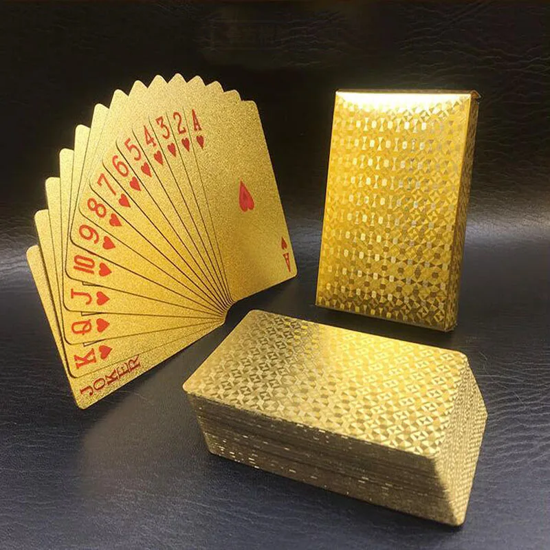 

Funny Gold Foil Playing Cards Euro US Dollars Style Waterproof Golden Poker 24K Plated Diamond Poker Cards Card Game Table Games