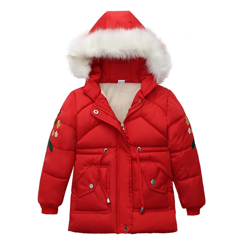 Новинка года; Детские Зимние хлопковые куртки; плотная теплая верхняя одежда с капюшоном и большим меховым воротником для девочек; пальто; куртка для мальчиков; пальто