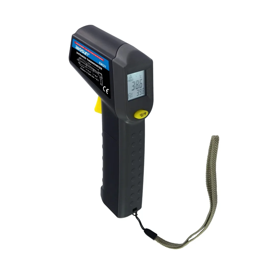Beste Alle Zon EM521 Non contact Meting Laser Emitter Laser 38 ~ 520 Graden Digitale Infrarood Thermometer 968 fahrenheit Graden