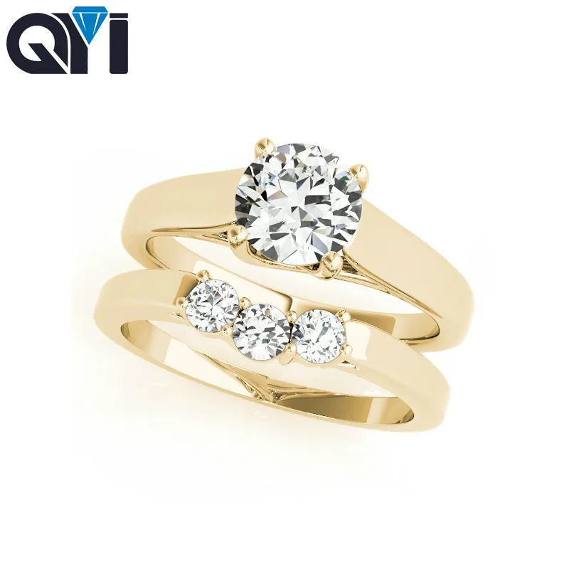 

QYI 1 Carats Round Sona Wedding Ring For Women Engagement Gift Trendy Jewelry Engagement Ring Customization Free Shipping