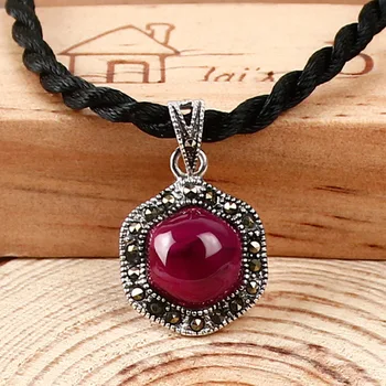

Natural semi-precious stones 925 Sterling Silver Genuine Necklace Fashion star Korean red red women's Pendant girlfriend gift