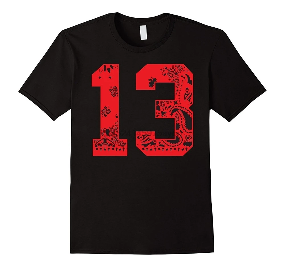 

New T Shirts Unisex Funny Tops Tee Comfort soft Crew Neck Mens Red Bandana 13 T-shirt Retro Bred Black Red Short-Sleeve Shirt