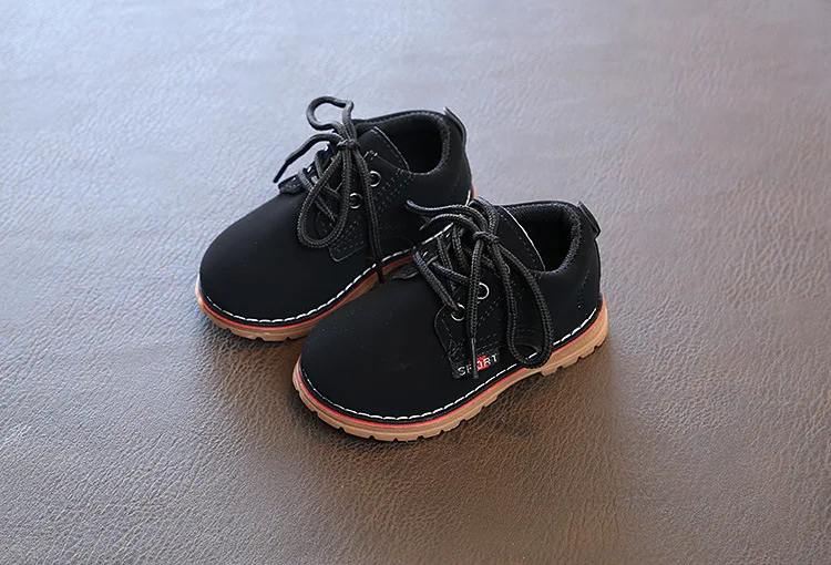 Детские кожаные ботинки с закрытым носком износостойкие малыша детская обувь на шнуровке для девочек и мальчиков короткие боти