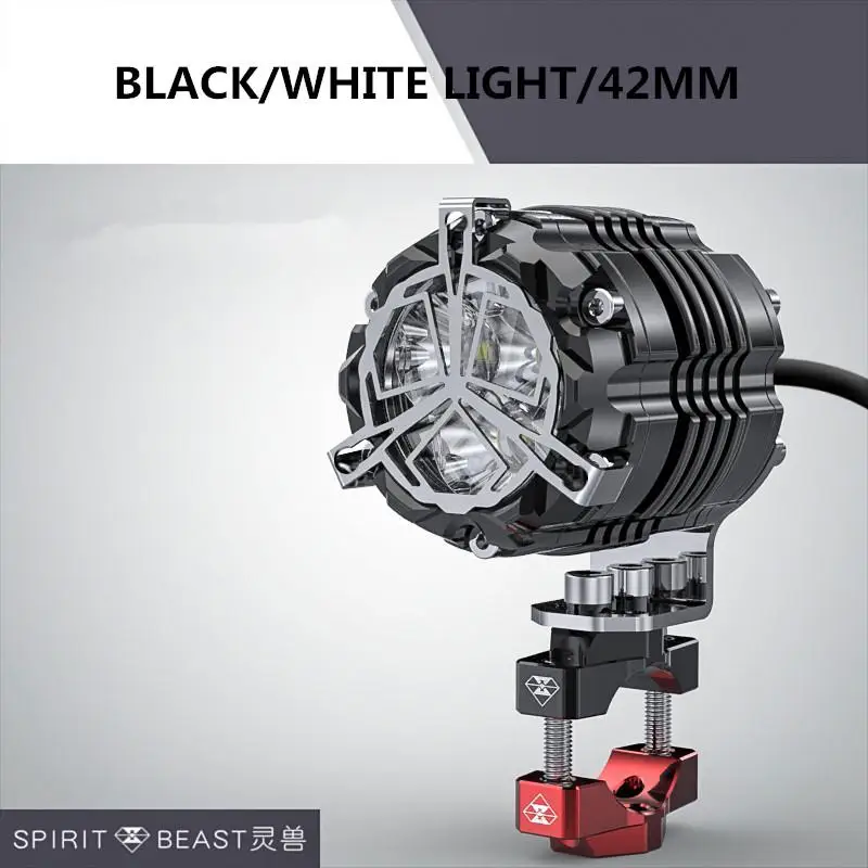 Spirit Beast мотоциклетный Точечный светильник, головной светильник, налобный фонарь L3 30 Вт, светодиодный супер светильник Dc9-70v, универсальный вспомогательный стробоскопический светильник для мотокросса - Цвет: black white 42mm