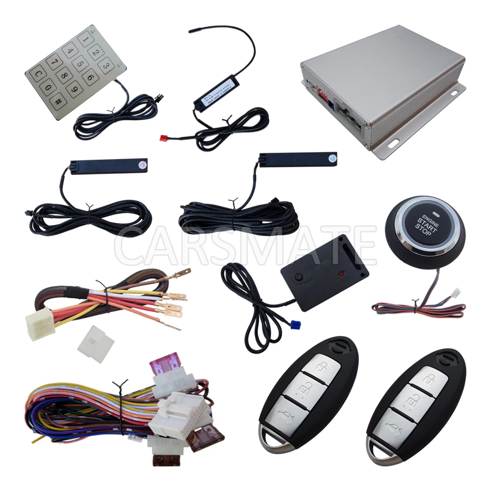 Upgraded PKE Car Alarm System With Shock Sensor Passive Keyless Entry Remote Start Engine Password Entry