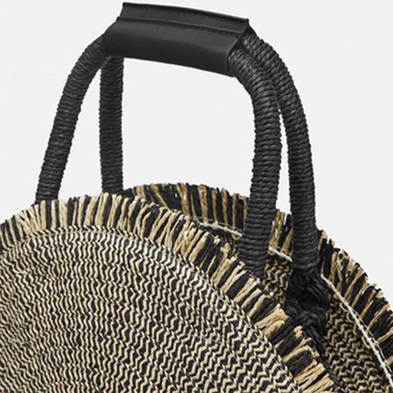 Женская круглая пляжная сумка на плечо, летняя соломенная сумка, плетеная ротанговая сумка ручной работы, женская сумка-мессенджер, сумка через плечо