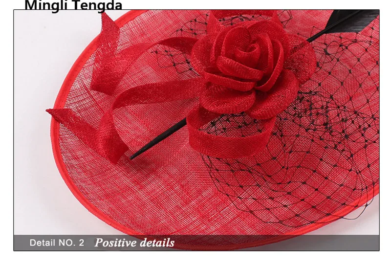 Mingli Tengda, винтажная элегантная красная шляпа для невесты, свадебные шляпы с перьями и цветами, вечерние шляпы для невесты, свадебные аксессуары