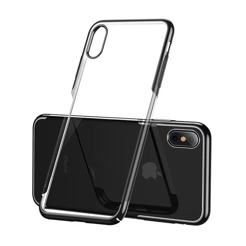 

For Iphone Xs Max Plating Transparent Case Scratch Resistant Anti Skid TPU Environmental Protection Shockproof Silicone Cases