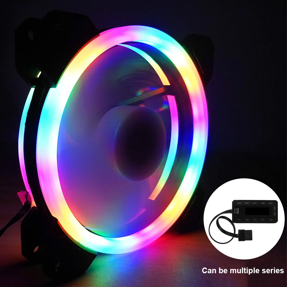 

120mm LED CPU Cooler Set Quiet RGB Case Fan with Remote Control Adjustable Radiator for Computer QJY99