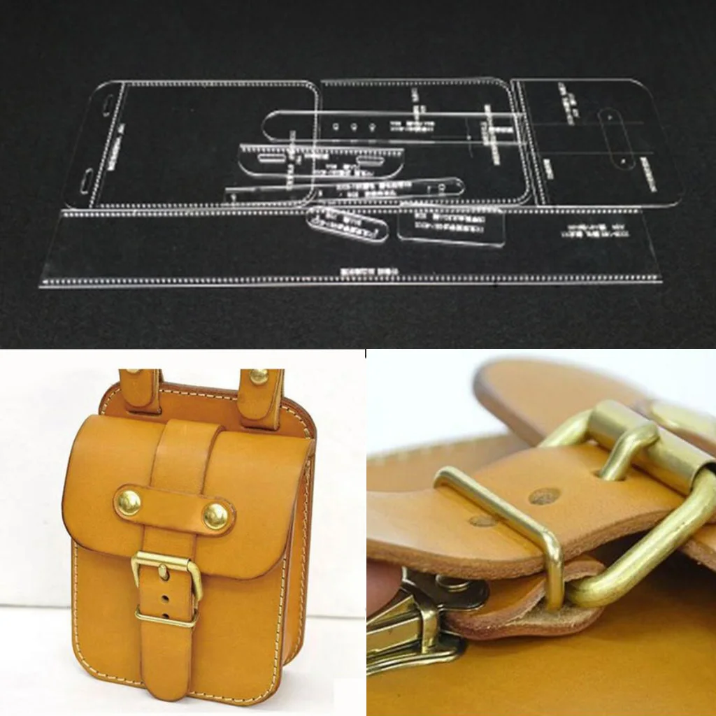 9 Pieces/Set Acrylic Pouch Belt Waist Bag Pattern Template Stencil DIY Leather Hand Craft