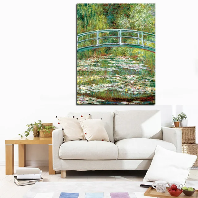 Bridge Over a Pond of Water Lilies by Claude Monet Printed on Canvas 5