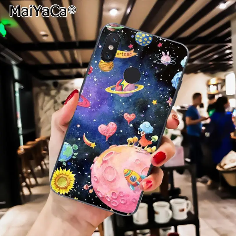 MaiYaCa черный с белой Луной и звездами космический астронавт PhoneCase для Xiaomi Redmi8 4X 6A S2 7A 6A Redmi 5 5Plus Note5 7 Note8Pro - Цвет: A16