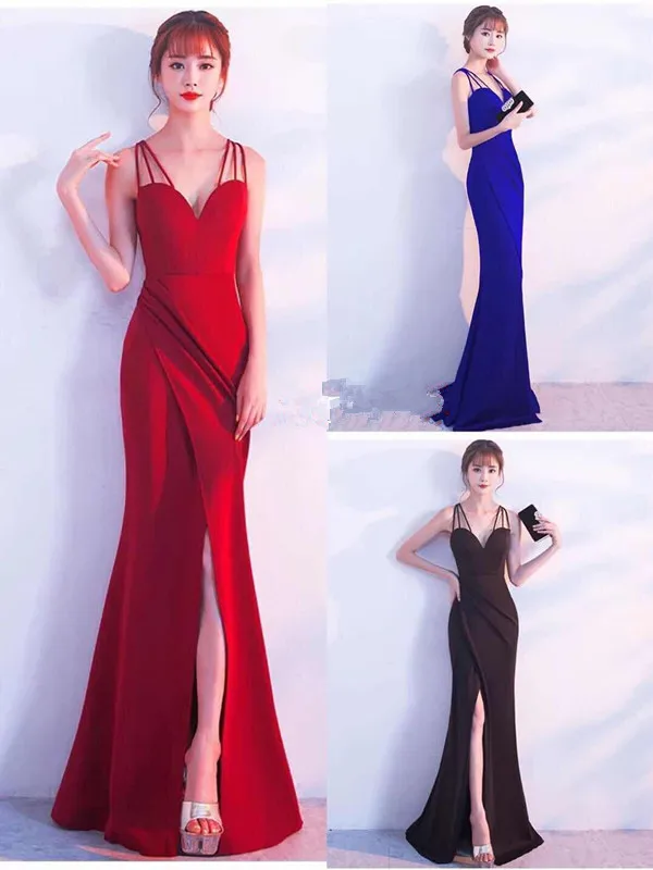 Новые женские вечерние платья с длинным рукавом, тонкое женское платье для банкета, модное Открытое платье с v-образным вырезом, длинные платья