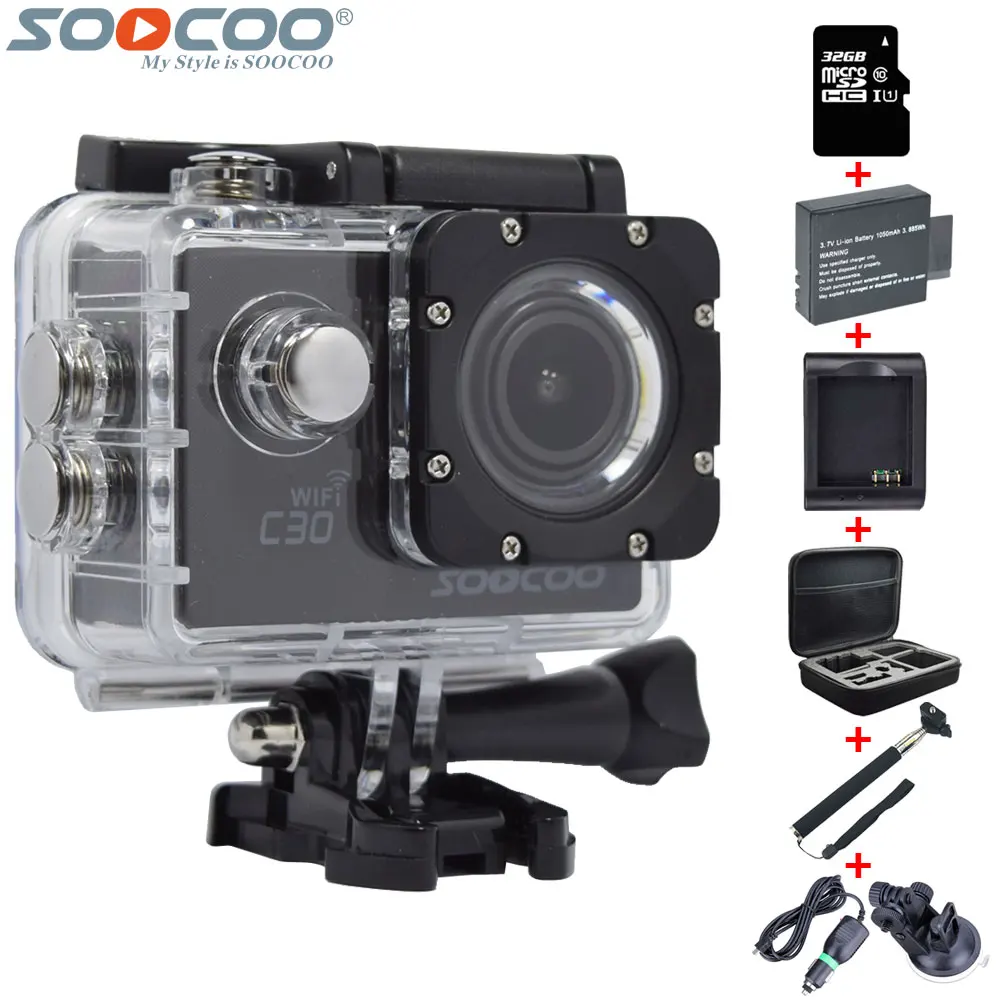 

C30 Wifi 4K 24fps Original SOOCOO Action Video Camera Gyro Stabilizer 30M Diving Mini Sport DV Waterproof Camcorder