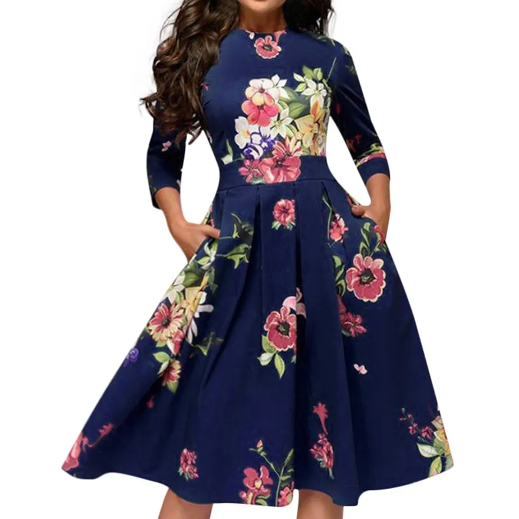 

Clothes 2019 bohemian Dress Girl Summer Dress Casual Elegent A-line Vintage Printing Party Vestidos Dress Women Summer Plus Size