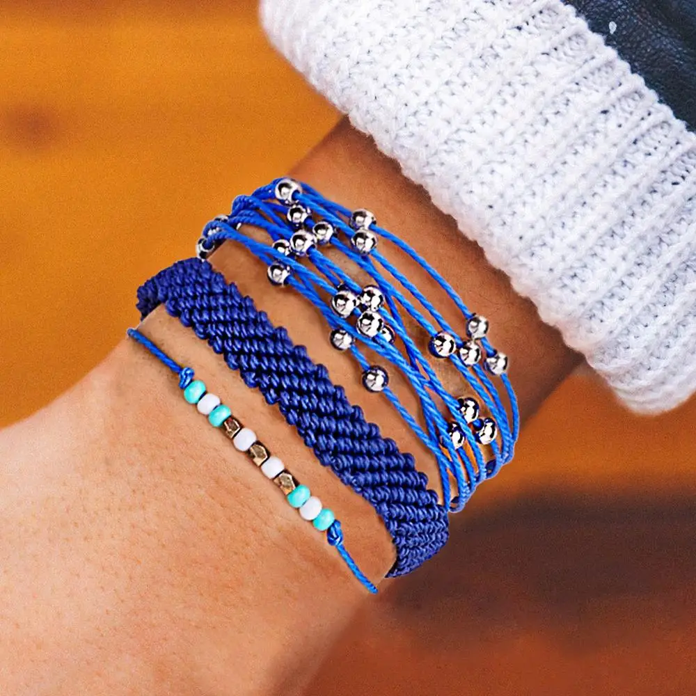 

Bohemian Style Summer Beach Flat Braided Bracelet Waterproof String Bracelet Handmade Delicate Beads Friendship Bracelet Femme