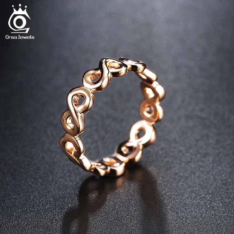 ORSA JEWELS 2019 Fashion Infinite Rose Gold Color/Silver Color 8 fonts Rings Lead & Nickel Free White Brass Ring for Women OR150