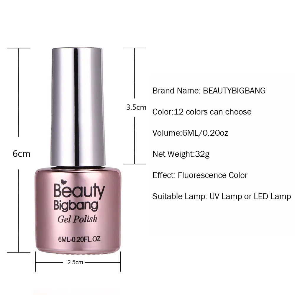 Beautybigbang светящийся в темноте 12 цветов гель для ногтей неоновый лак для ногтей флуоресцентный цвет Гель-лак для нейл-арта полигель фосфоресцирующий
