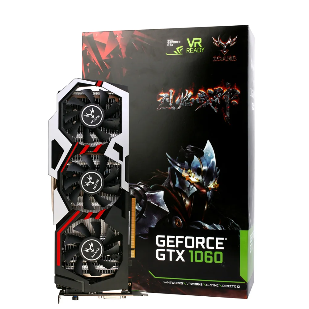 Красочная видеокарта NVIDIA GeForce iGame GTX1060 6 ГБ GDDR5 192bit PCI-E VR Ready 1060 DVI+ HDMI+ 3* DP для игр на ПК