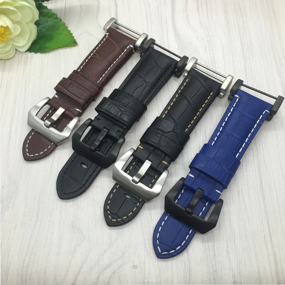 

Smart Watchband For Suunto CORE/ESSENTIAL Quality Genuine Leather Watch bands 24mm Mens Black watch accessories with Adapter